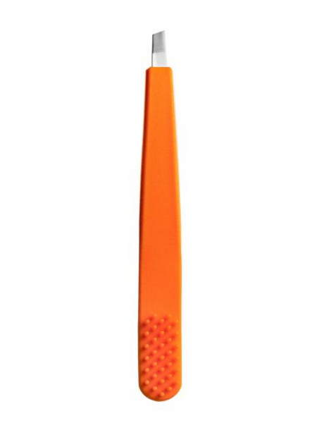 Пинцет для бровей со скошенным краем и силиконовой щеточкой Solomeya Eyebrow tweezer, 1 шт.